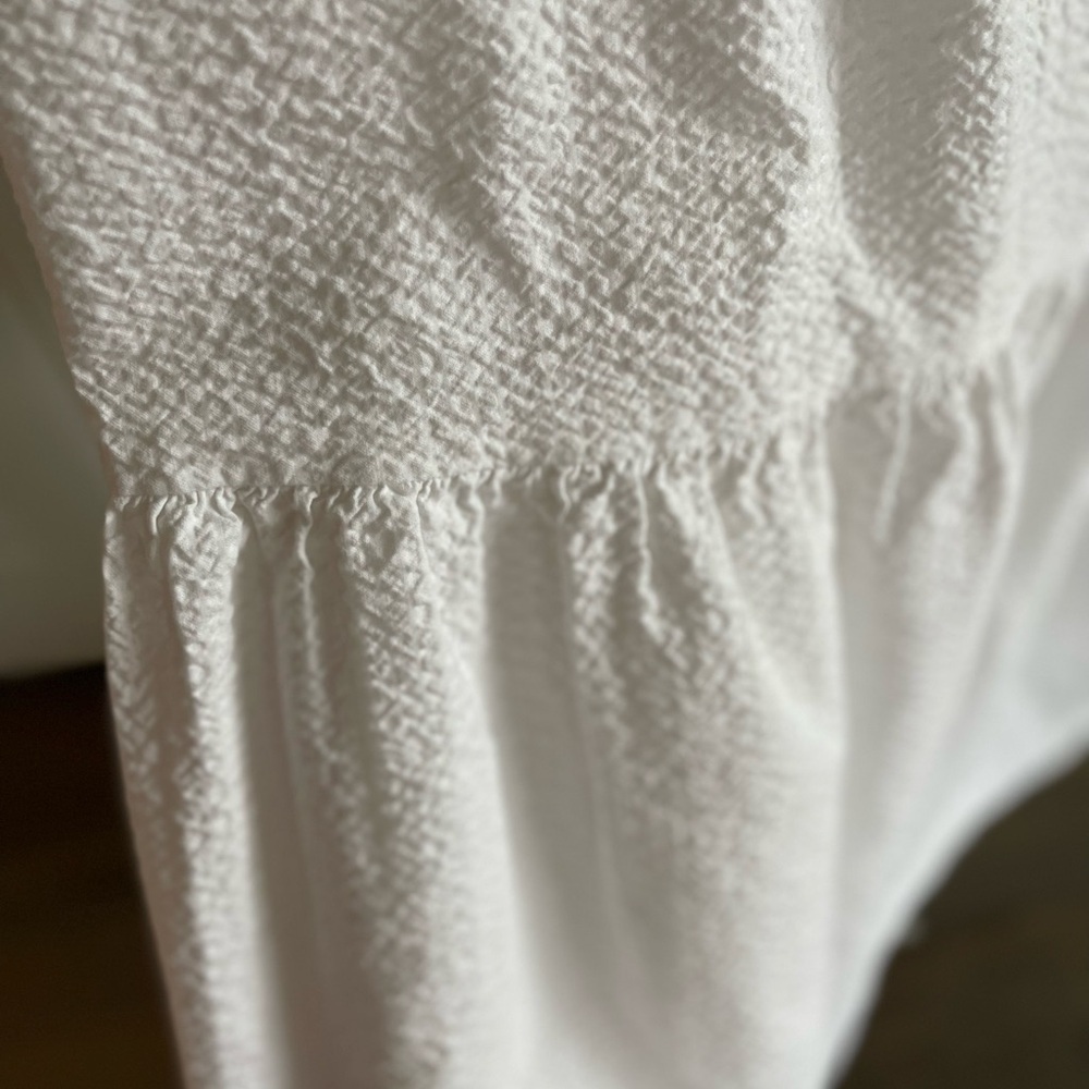 LIKE NEW J.Crew White Seersucker Honeymoon/Bridal tie-front cutout midi dress - Picture 6 of 8